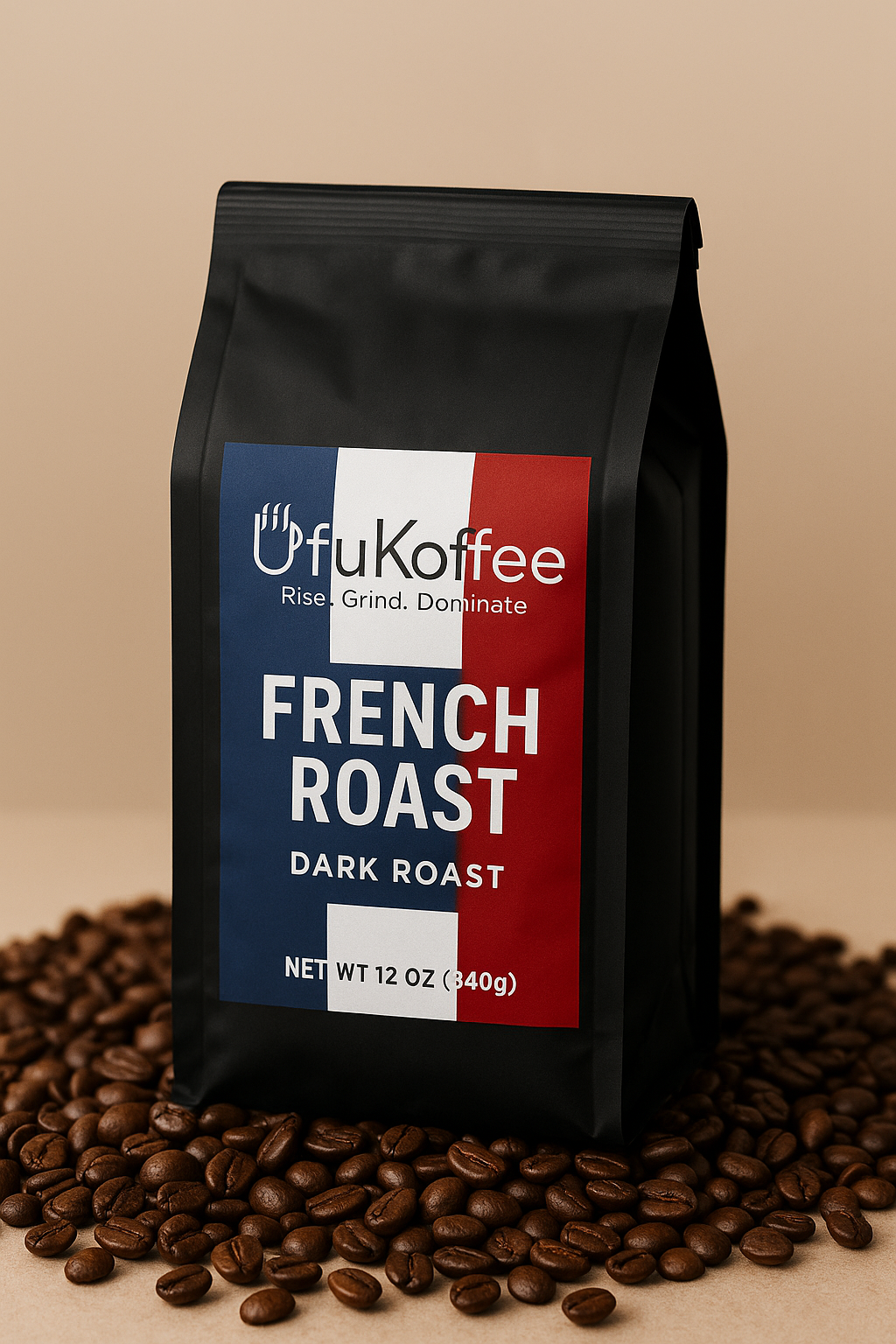 UfuKoffee French Roast dark roast specialty coffee 12 oz bag with coffee beans
