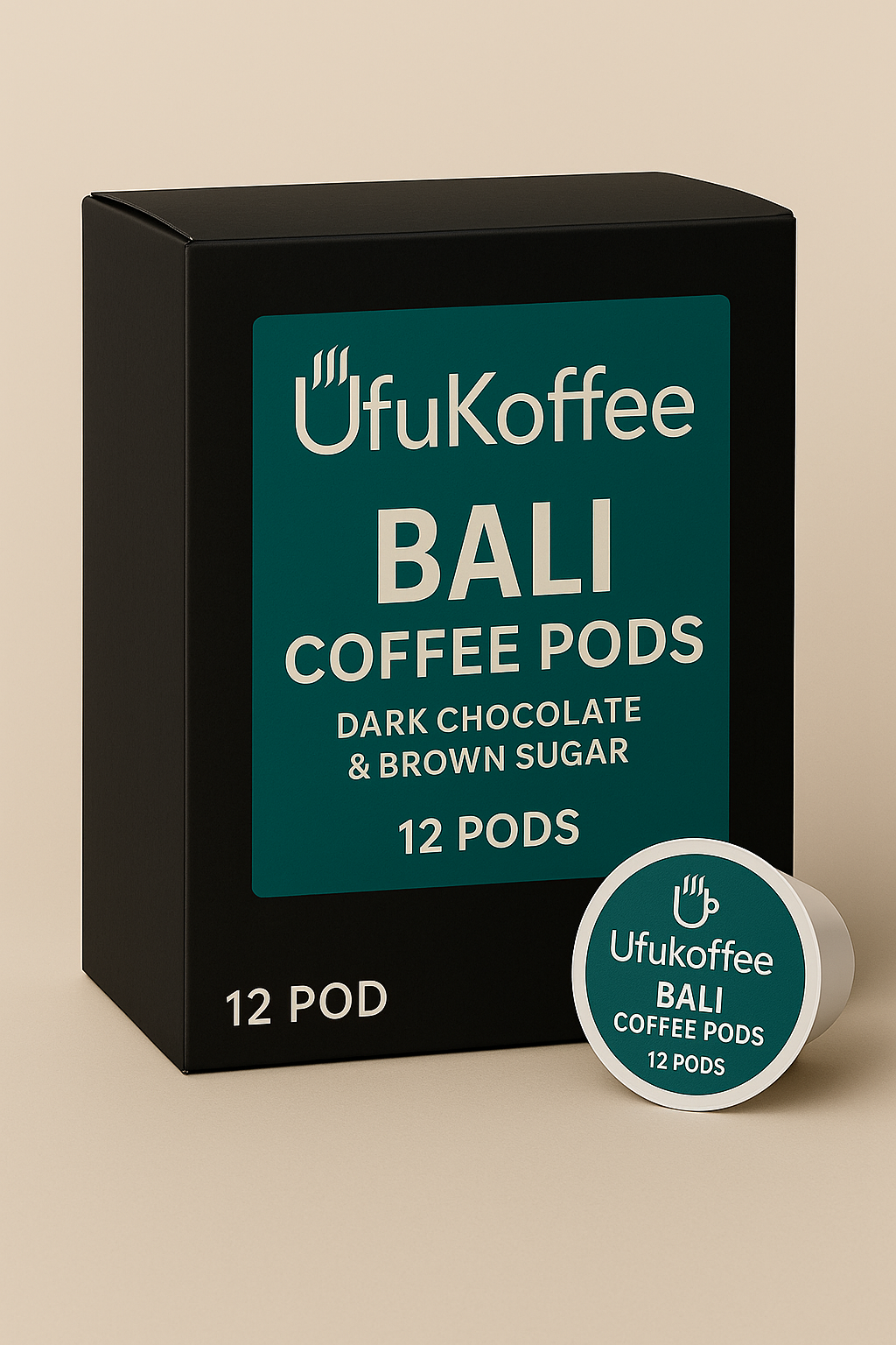 UfuKoffee Bali Medium-Dark Roast Coffee Pods 12 Count
