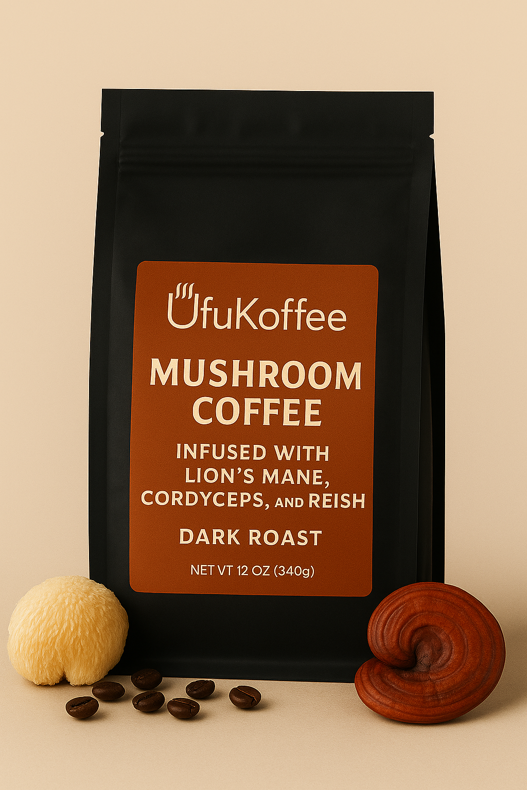 UfuKoffee Mushroom Coffee Dark Roast with Lions Mane