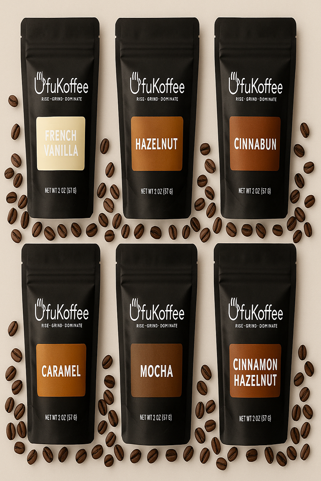 UfuKoffee Flavored Coffee Sample Pack 6 Gourmet Blends