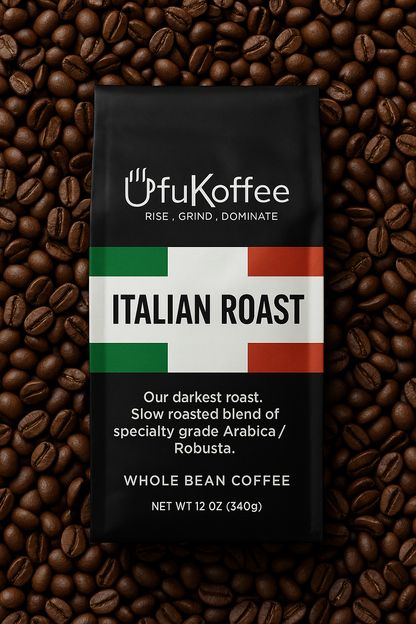Ufukoffee Italian Roast Specialty Whole Bean Coffee 12 oz slow roasted dark blend