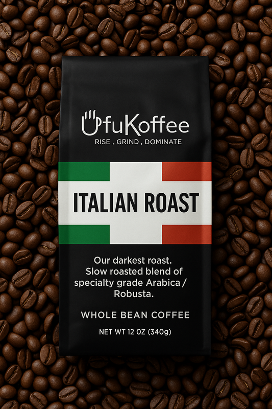 Ufukoffee Italian Roast Specialty Whole Bean Coffee 12 oz slow roasted dark blend