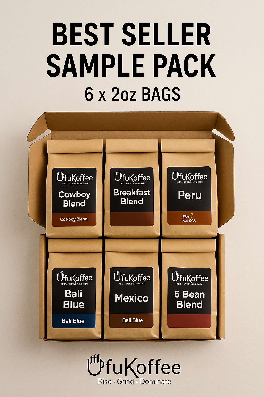 Best Sellers Sample Pack: 6Bean, Cowboy, Breakfast, Peru, Mexico, Bali