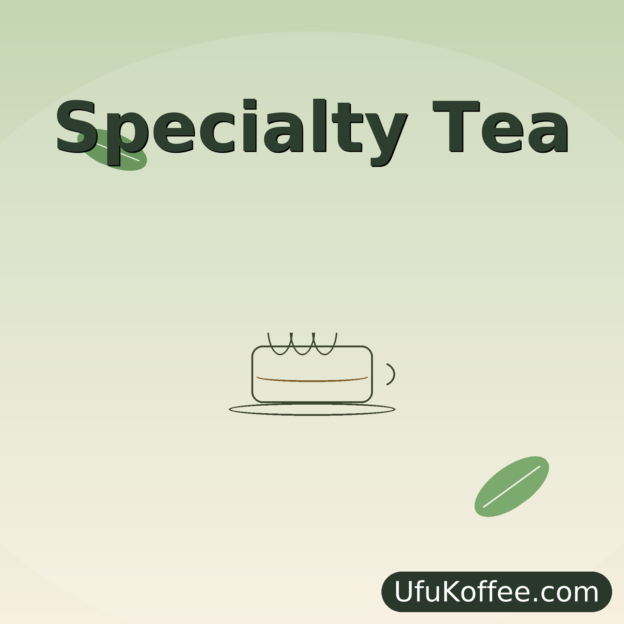 UfuKoffee specialty tea banner featuring premium matcha powder with simple green leaf design