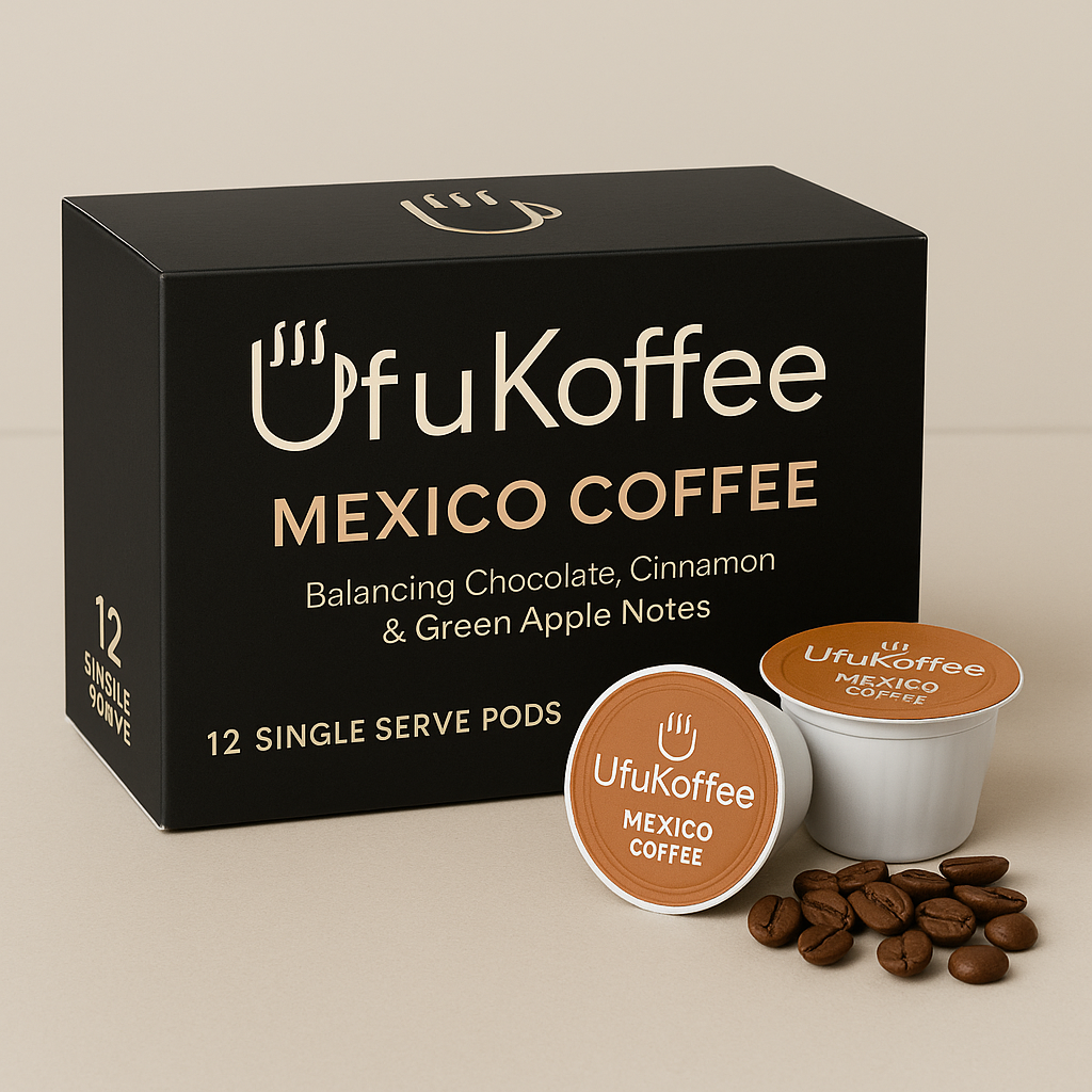 UfuKoffee Mexico coffee pods with chocolate cinnamon green apple notes specialty coffee pods delivery